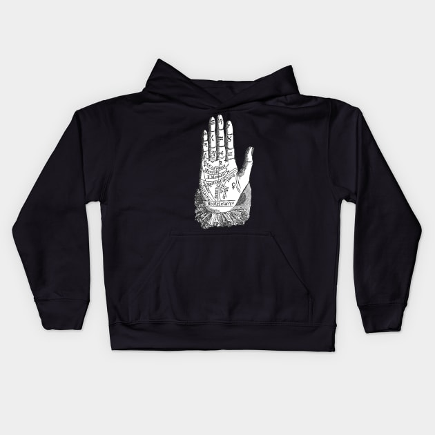 Vintage Gypsy Palm Reader Hand Kids Hoodie by Mystic Groove Goods